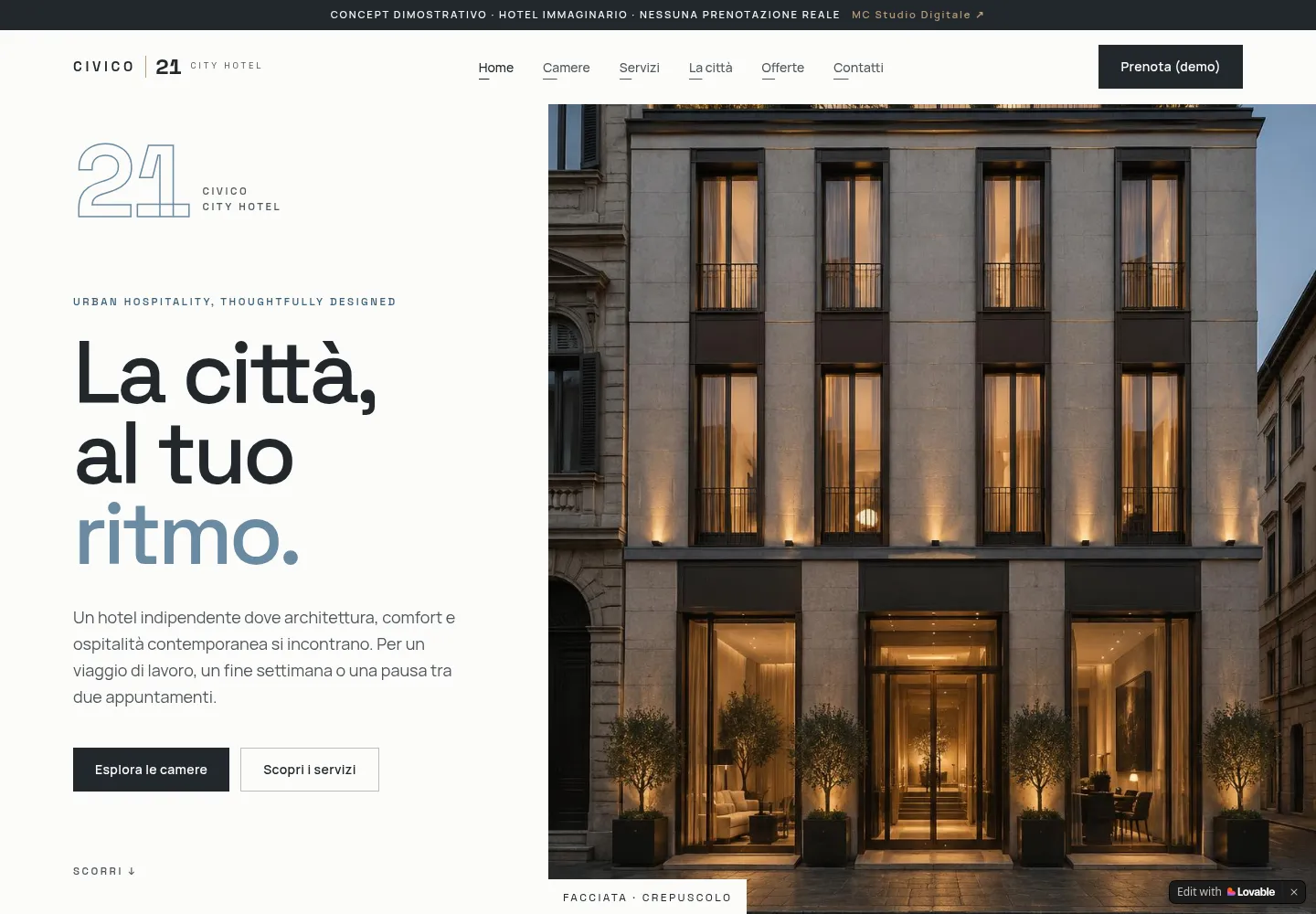 Civico 21 — schermata desktop